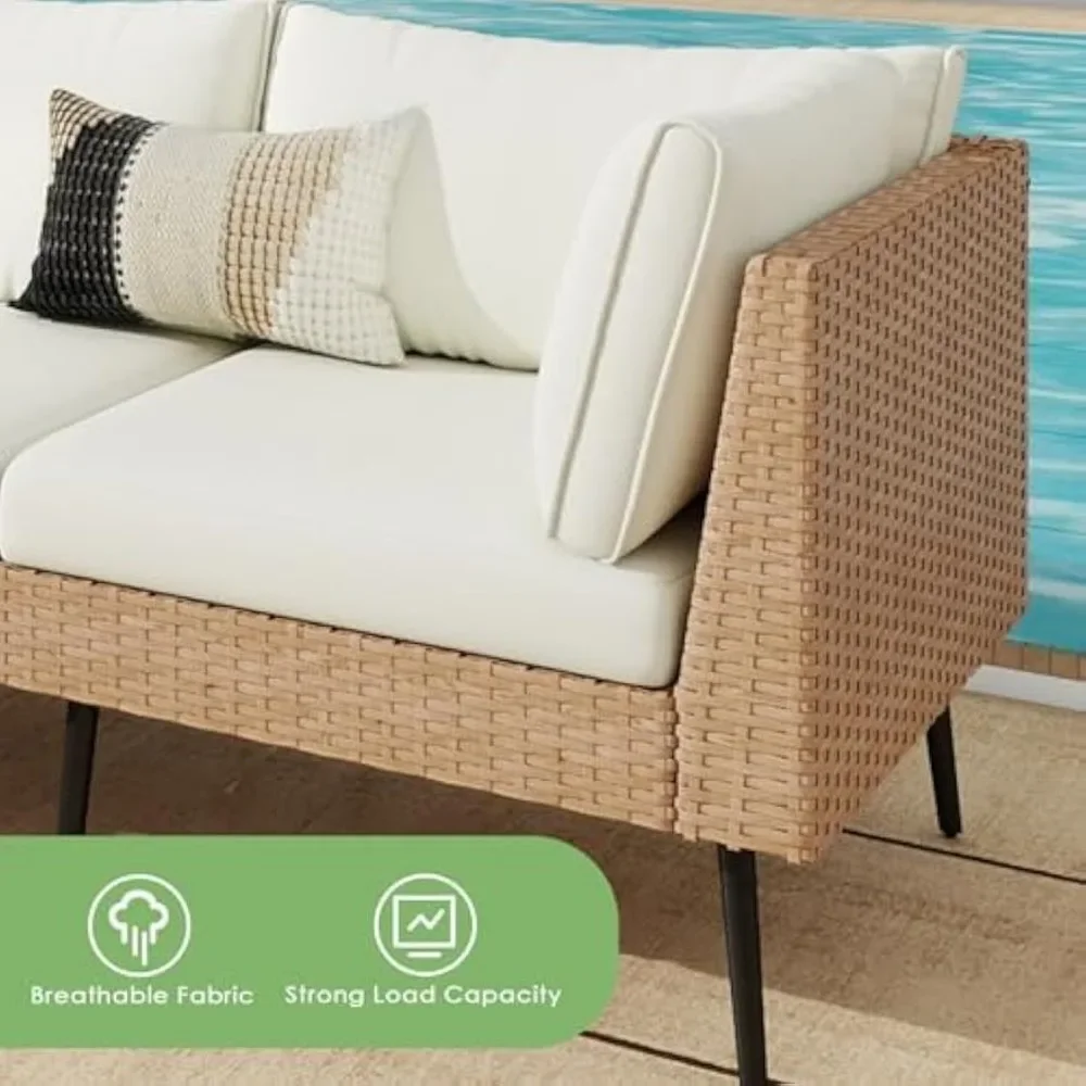8 Piece Outdoor Patio Furniture Set,PE Rattan Wicker Patio Conversation Sets, All Weather Sectional Sofa with Cushion for Garden 4