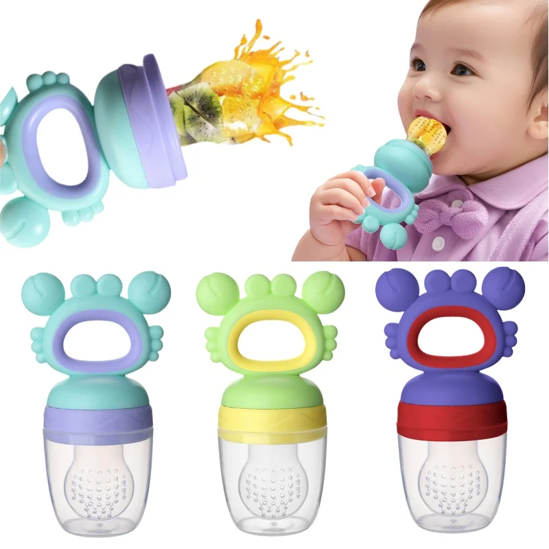 Baby Fresh Fruit Food Feeder with BPA-Free Silicone Pouches Infant Massaging Toy Newborn Infant Vegetable Fruit Food Mills