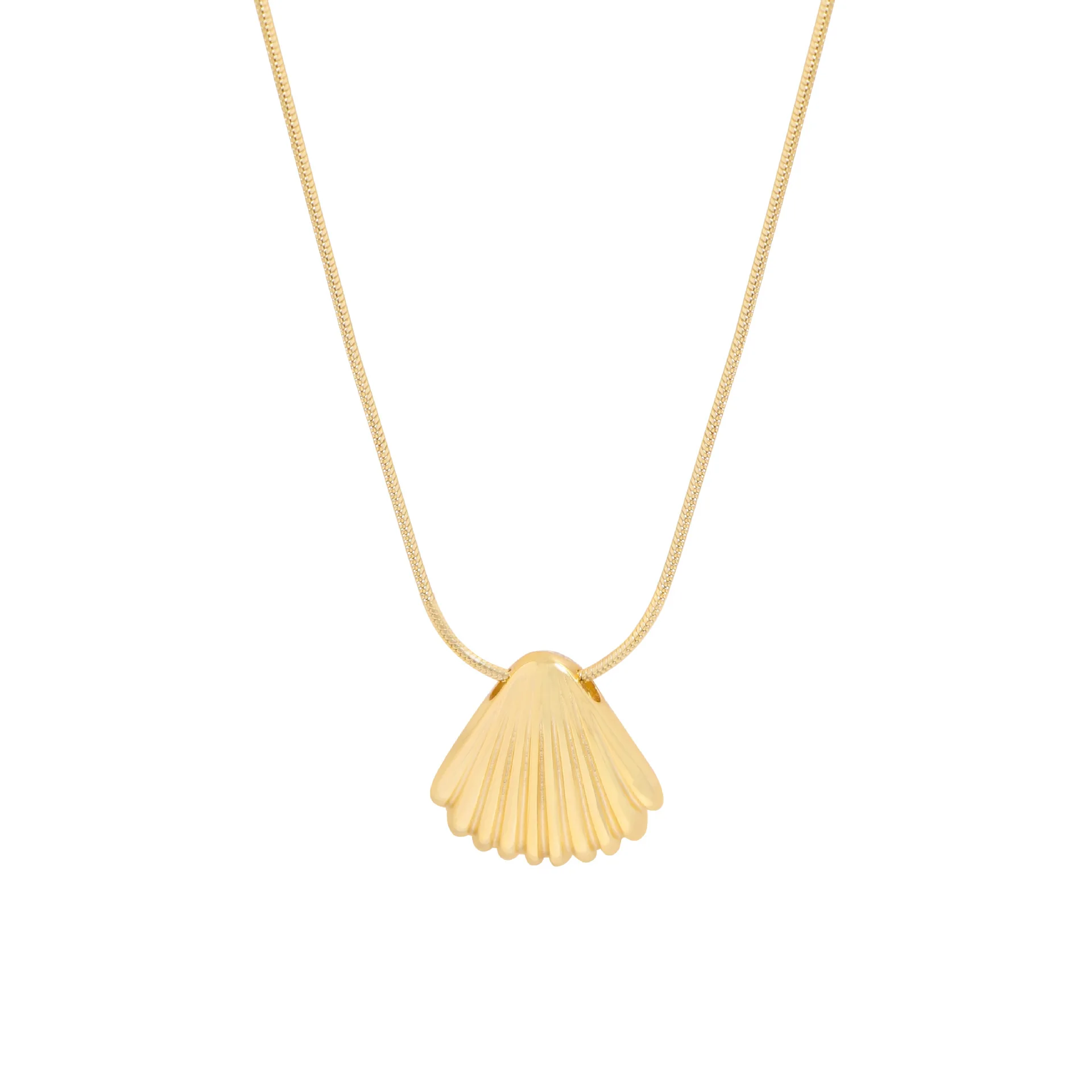 

925 Sterling Silver Gold Shell Pendant Snake Chain Adjustable Necklace Fine Jewelry Gifts for Women