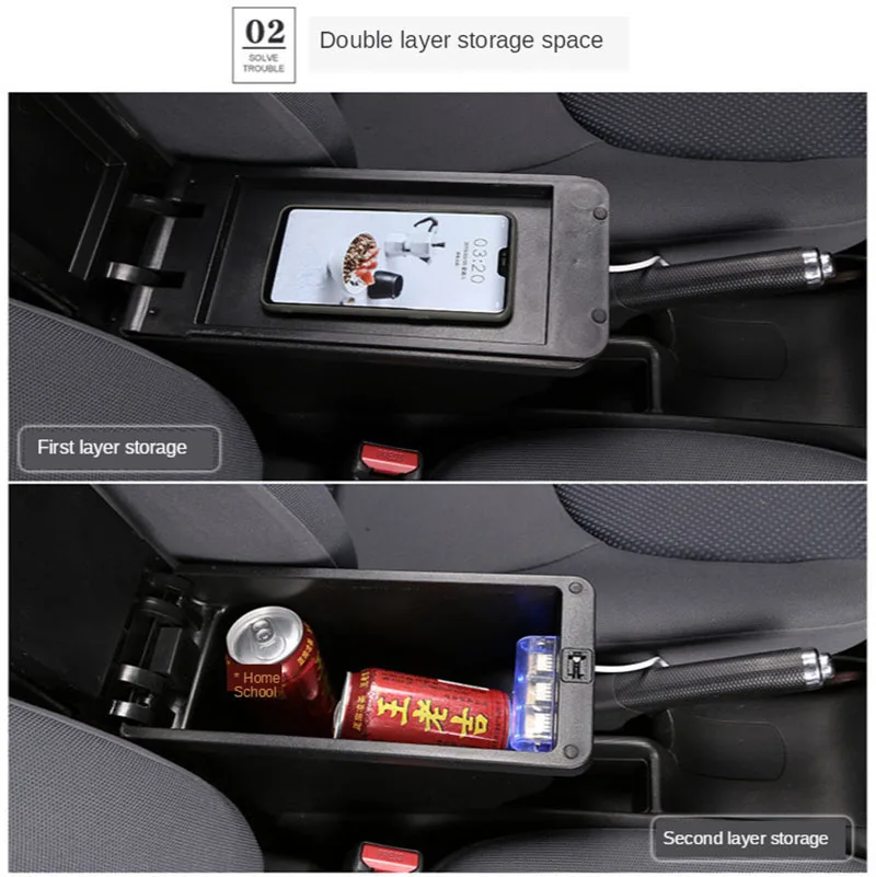 Caja De Reposabrazos Para Toyota Yaris GR Y Elegant (2020-2023) - Con 4 Puertos USB, Almacenamiento Extra (negro)