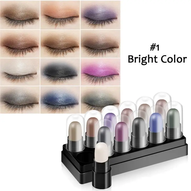 12pcs/set Eyeshadow Stick Glitter Waterproof Lasting Pearlescent Eyeshadow Pencil Highlighter Stick Pen Eyes Makeup Beauty Tools