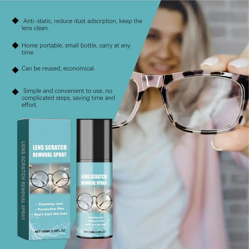 100ml Glasses Lens Cleaner Eyeglass Scratch Removal Spray Multifunctional Lens Scratch Removal Spray Cleaning Repair Tool