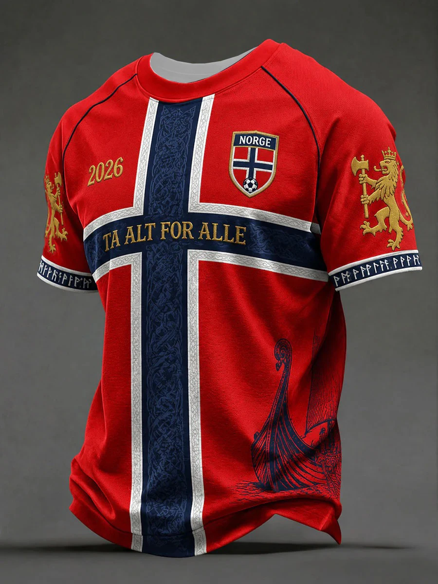 Nordic Viking Retro Style Norway Fan Quick-Dry Casual Football T-Shirt