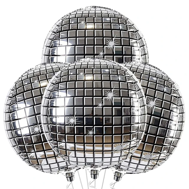 4Pcs/set Disco Ball Balloons 22 Inch 4D Ballon 80s Disco Dance Party Decor  90s Birthday