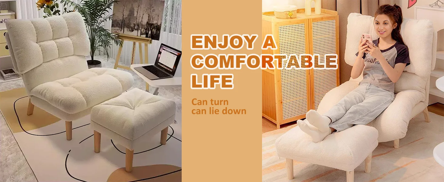 Description Picture 2 of itemRecliner Chair,Folding Lounge Chairs with Ottoman,Comfy Chair for Bedroom/Living Room