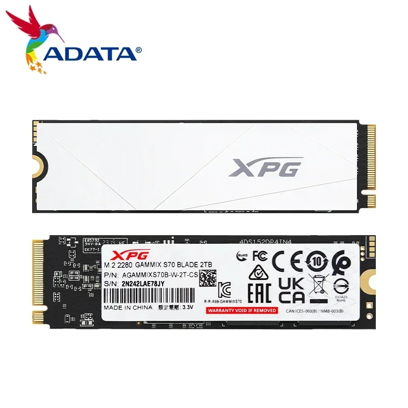  ADATA XPG GAMMIX S70 ̵ SSD, 2TB  ָ Ʈ ũ ϵ ̺, Ʈ ũž M.2 2280 PCle Gen4x4 SSD