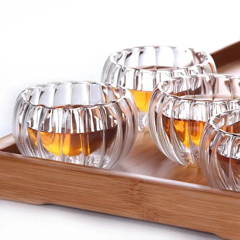 6/4/2PC Double Wall Glass Cup Transparent Handmade Heat Resistant Beer Tea Drink Kungfu Teacup MINI Whisky Cup Espresso Coffee