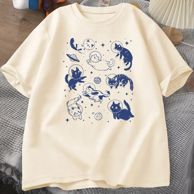 Retro Cats in Space 90s Graphic T Shirts Vintage Astronaut Cats T-Shirt Funny Kitten Tshirt Print Comfortable Round Neck T Shirt 6 S93ec44d25b2f484db36620d302f4bc0bF