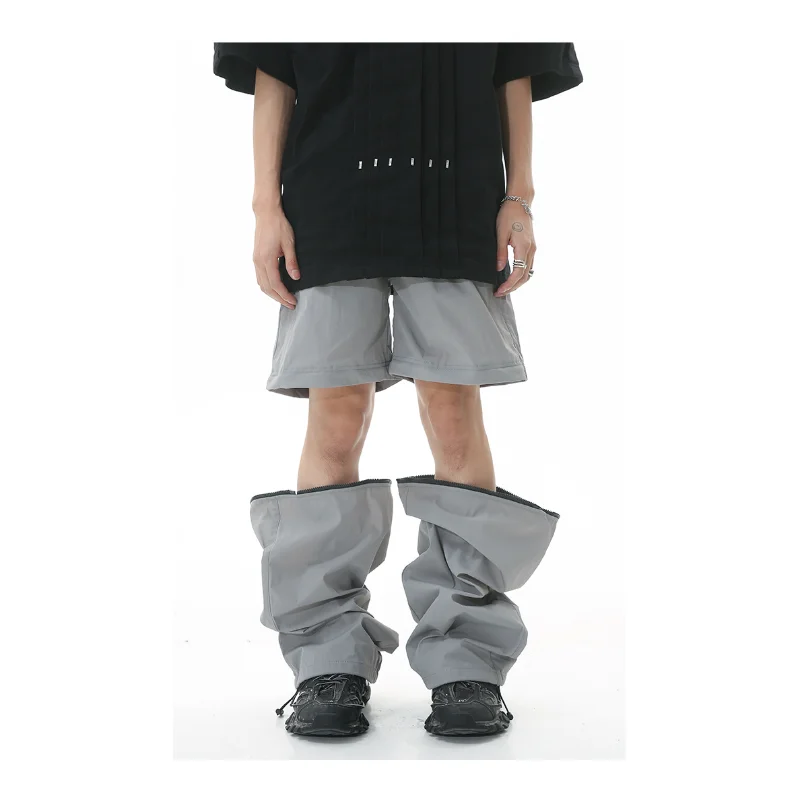 

Casual Pants Mens Streetwear Hip Hop Pants Loose Straight Removable Elastic Waist Ankle Length Trousers Harajuku Cargo Pants