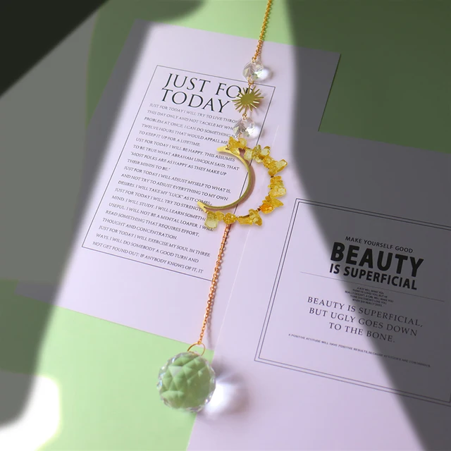 Napsütők Kristálygömb Medál Ablak Függő Szél Hangjelző Hold Világos Fogó Ólomüveg Nyolcszögletű Gyöngyök Kerti Otthoni Dekoráció - Image 6