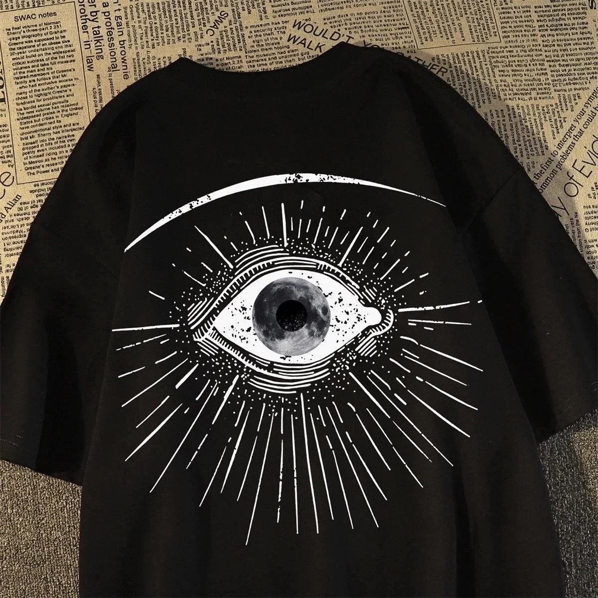 

Retro Big Eye Printed T Shirt Loose Gothic Summer Short Sleeve Streetwear Men Women Y2K Harajuku Punk Dark Grunge Top T-shirts