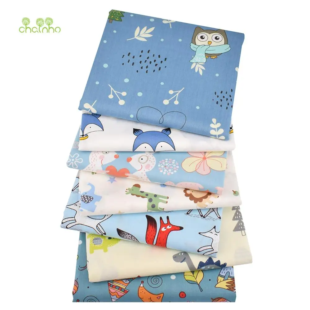 Chainho,Printed Twill Weave Cotton Fabric,DIY Sewing Quilting Material,Patchwork Cloth,Cartoon Series,2 Sizes,15C93