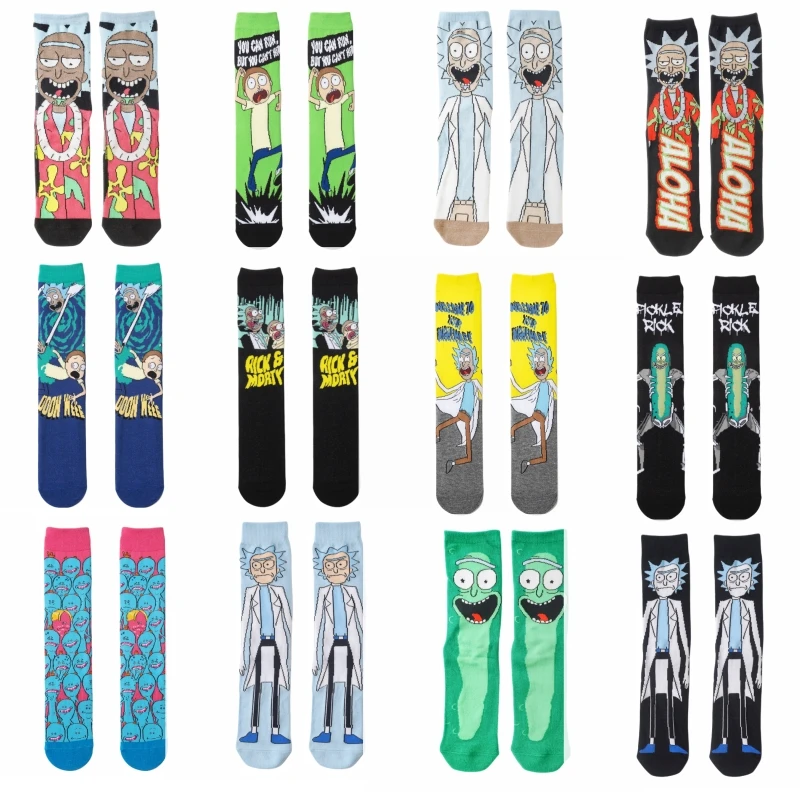 

Sizes 35-44 Anime Rick And Morti Socks Cartoon Knitted Cotton Socks Pure Cotton Men and women Trend Tube Socks Direct selling