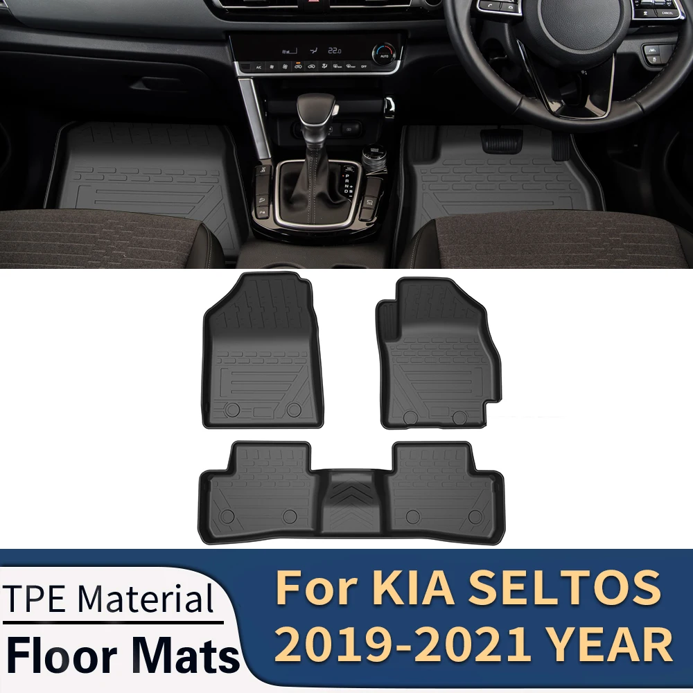 For KIA SELTOS RHD 20192023 Auto Car Floor Mats AllWeather TPE Foot