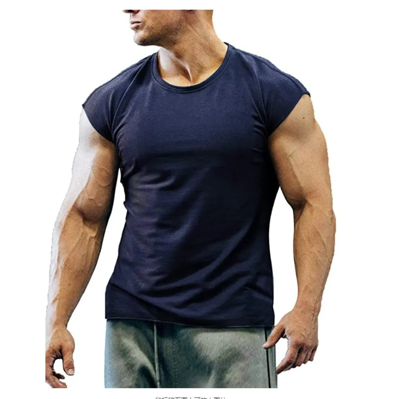 Summer New T-shirt Bodybuilding Muscle Tank Men's O-neck Solid Color Casual Sports Sleeveless Shirt Male Workout Fitness Tops