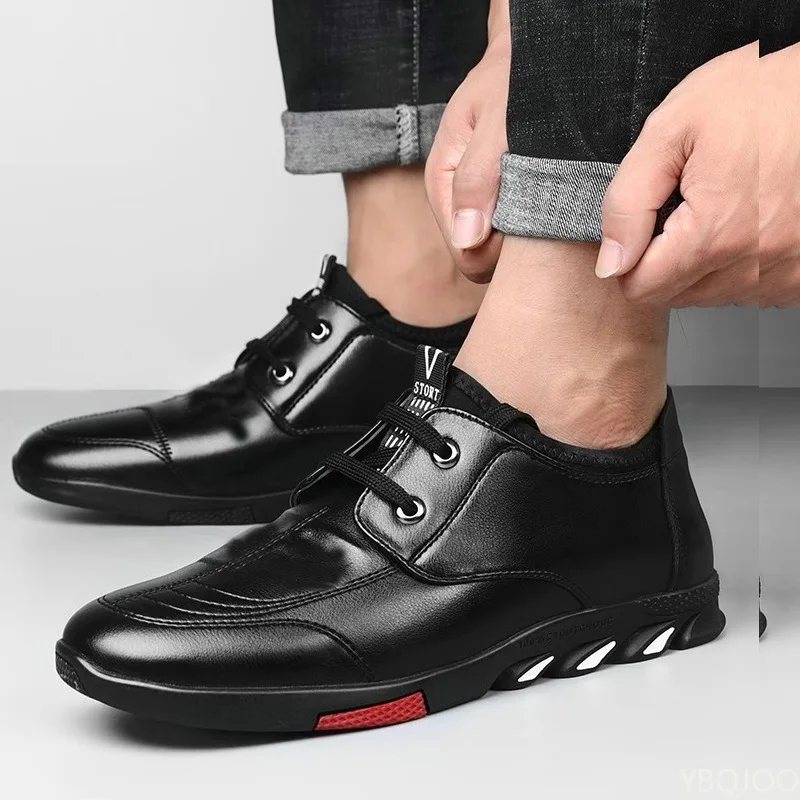 Men's New leather Shoes Fashion Business Work Shoes Casual versatile anti slip Loafers Trendy breathable lightweight flats Homme 3