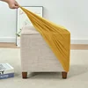 Solid Color Ottoman Stool Cover Stretch Polar Fleece Square Footstool Covers All-inclusive Footrest Slipcover Living Room Home 4