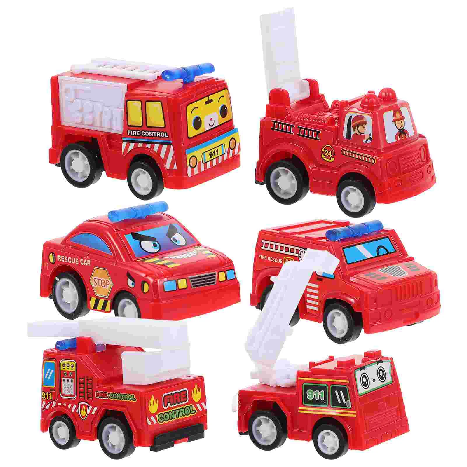 

6pcs Back Cars set Kids Push and Go Vehicles Friction Powered Fire Fighting Truck Set Birthday Gift for Boys Christmas Stocking