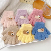 1-3Y Children Gloves Autumn Winter Warm Thicken Boys Girls Baby Riding Mittens Cute Cartoon Kid Kindergarten Five Fingers Mitten 1