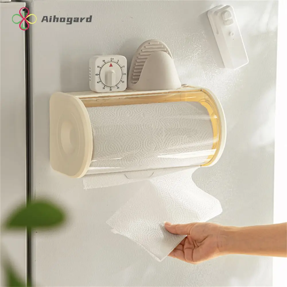 

Tissue Box Wall-mounted Waterproof Kitchen Paper Organizer Box Multi-function Toilet Paper Holder Box Roll Paper Storage Box New