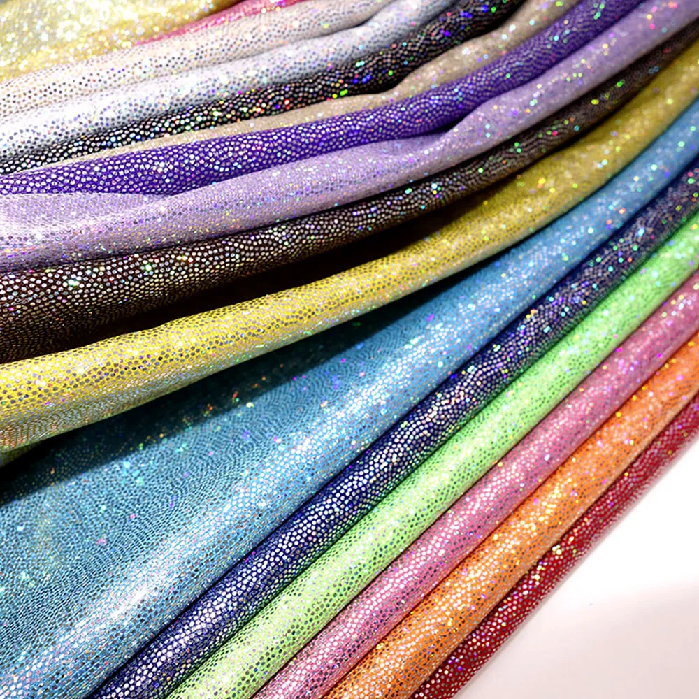 Glitzernder Laser-Bronzing-Polyesterstoff für Party, Hochzeit, Dekoration, Kopfschmuck, Spielzeug, Kleidung, Stoff, Bastelstoff, 150 breit