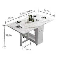 Yemek Masasi-Table à Manger Pliante Rectangulaire, Meuble Multifonctionnel, Chaises Pliantes, Mode pour Documents Blancs 4