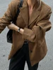 Vintage Women Loose Suede Jackets 2024 Fashion Ladies Oversize Brown Faux Leather Outfit for Female HighStreet Chic Clothes Cute 3