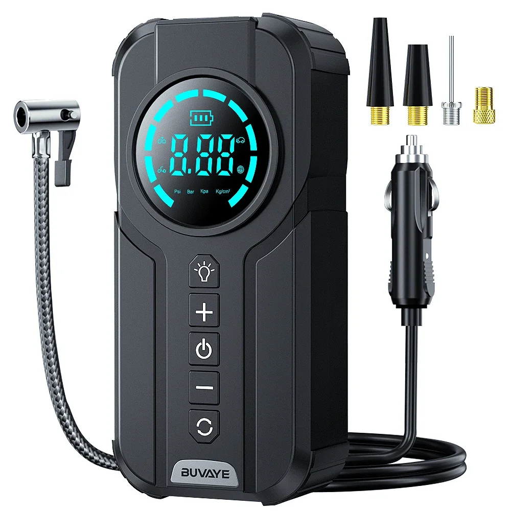 BUVAYE 150PSI Wired Air Pump Digital Inflator Tire Pump Car Air Compressor with 3M Power Cord No Battery Need DC12V Power