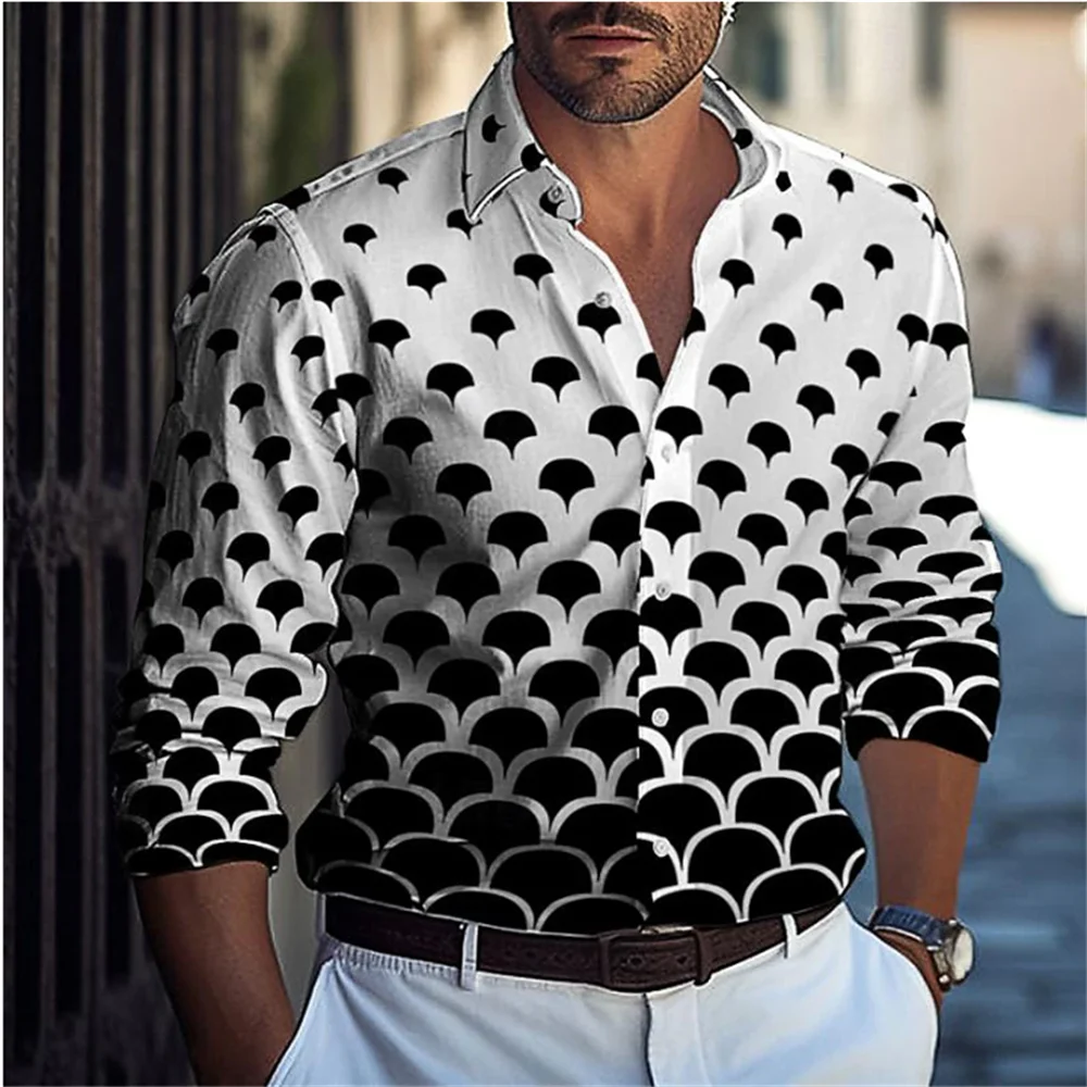 thumbnail image 1 of Camisas casuales con estampado floral para hombre, para exteriores, calle, suaves y cómodas, para uso diario, con solapa, para otoño, camisas de gran tamaño, 1 of 4