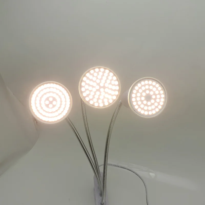 Luz solar de espectro completo para cultivo de plantas y flores, lámpara Phyto, Clip de escritorio, amarillo, Fitolamp, invernadero, 3 cabezales, 80led