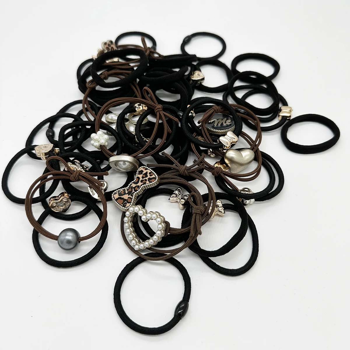 57 Pezzi Elastici per Capelli, Fermacoda, Elastici per Coda di Cavallo con Design Leopardato Francese, Accessori per Capelli da Donna - immagine 5
