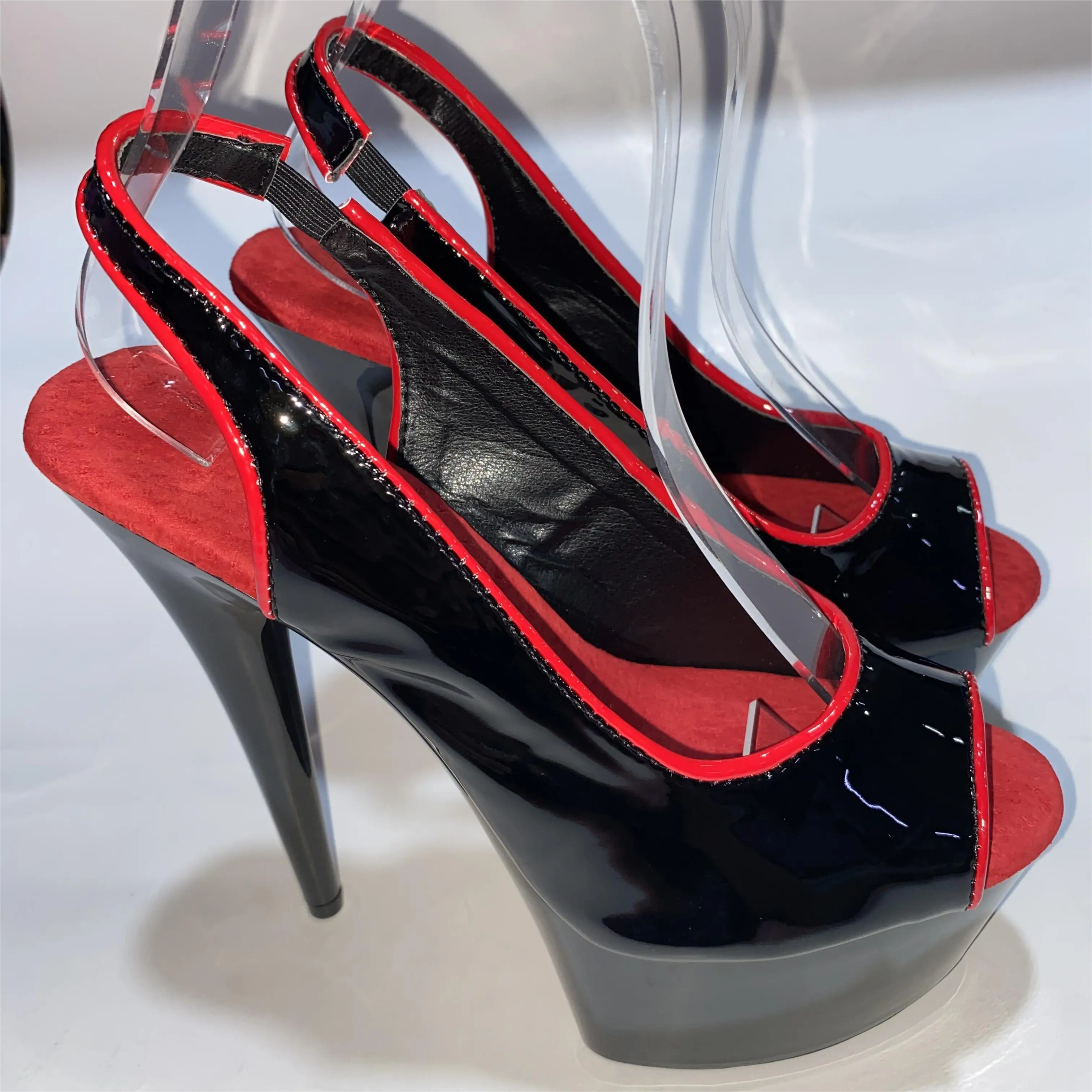 15cm Sexy High-Heeled Shoes Formal Dress Shoes Open Toe Sandals Sling Peep-Toe Platform Women's Dance Shoes