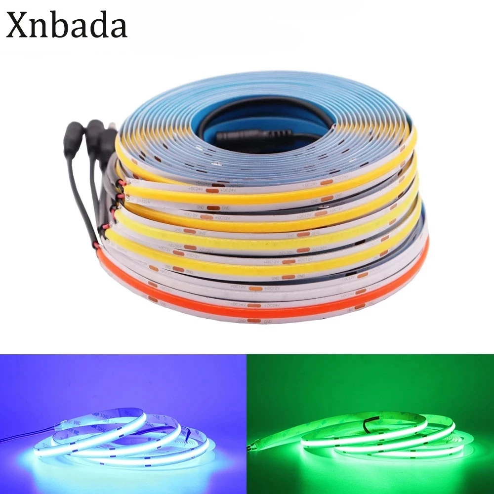 New 12V 24V COB FOB Led Flexible Strip 14W/M Red Green Blue white Led Lighting 