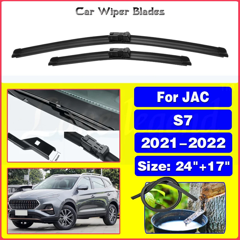 

2pcs For JAC S7 SUV 1.5T DCT 2021 2022 Car Front Wiper Blades Car Accessories Windscreen Wiper Blade Brushes Cutter Goods 24"17"