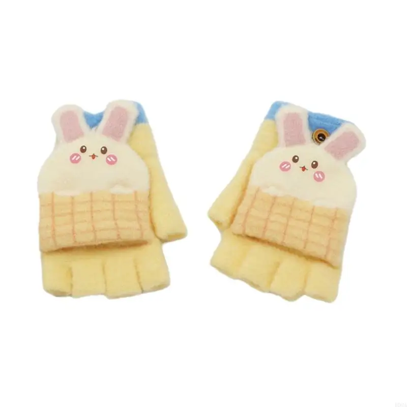 Children's Half Finger Gloves Cosy Polyester Fiber Breathable Warm Mittens for Active Boys Girls Aged 3-10T