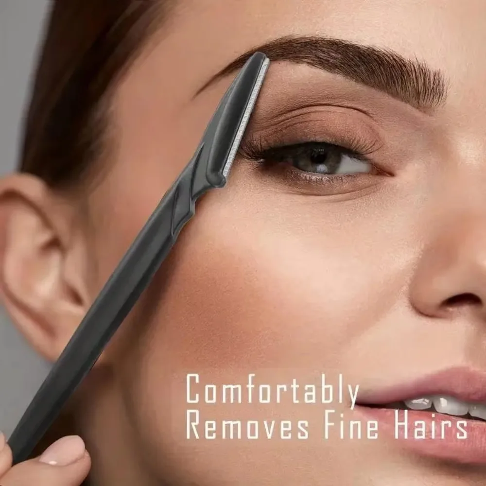 80 pieces/bottle eyebrow blades with eyebrow trimming tool container for face hair removal in a safe razor blade box trimming tools.