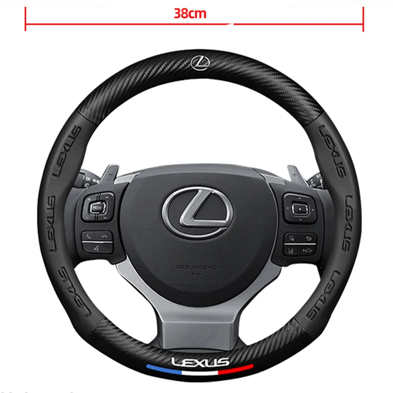렉서스 FSPORT LBX NX RX 350h 450h ES UX 300e GS GX IS LS LX용 3D 자동차 레이싱 스티어링 휠 커버 미끄럼 방지 보호 케이스