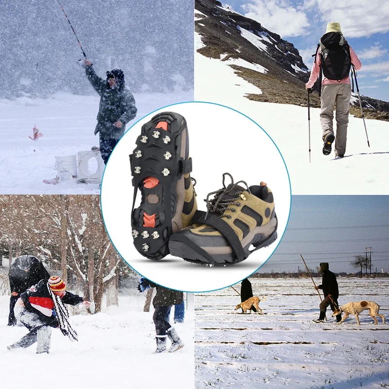 11 Teeth Crampons Outdoor Hiking Climbing Snow And Ice Gripper Anti-slip Covers for Winter Shoes Spikes Snow Shoe Accessories