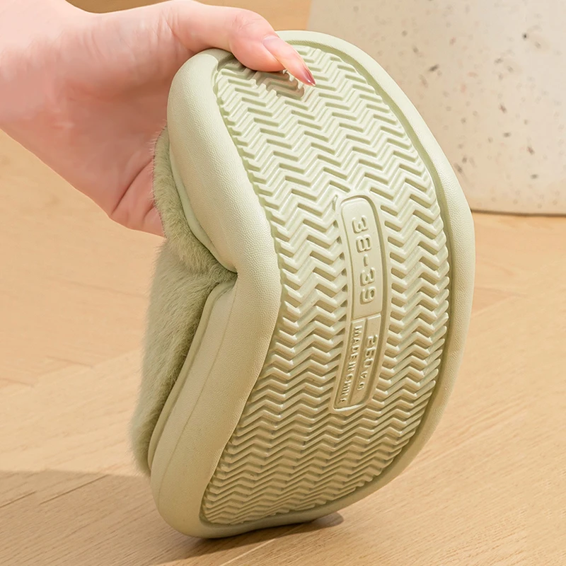 2025 Indoor Warm Faux Fur Slippers Women Comfortable Non Slip Fluffy Home Slides Woman Soft Sole Cotton Slipper Shoes Ladies