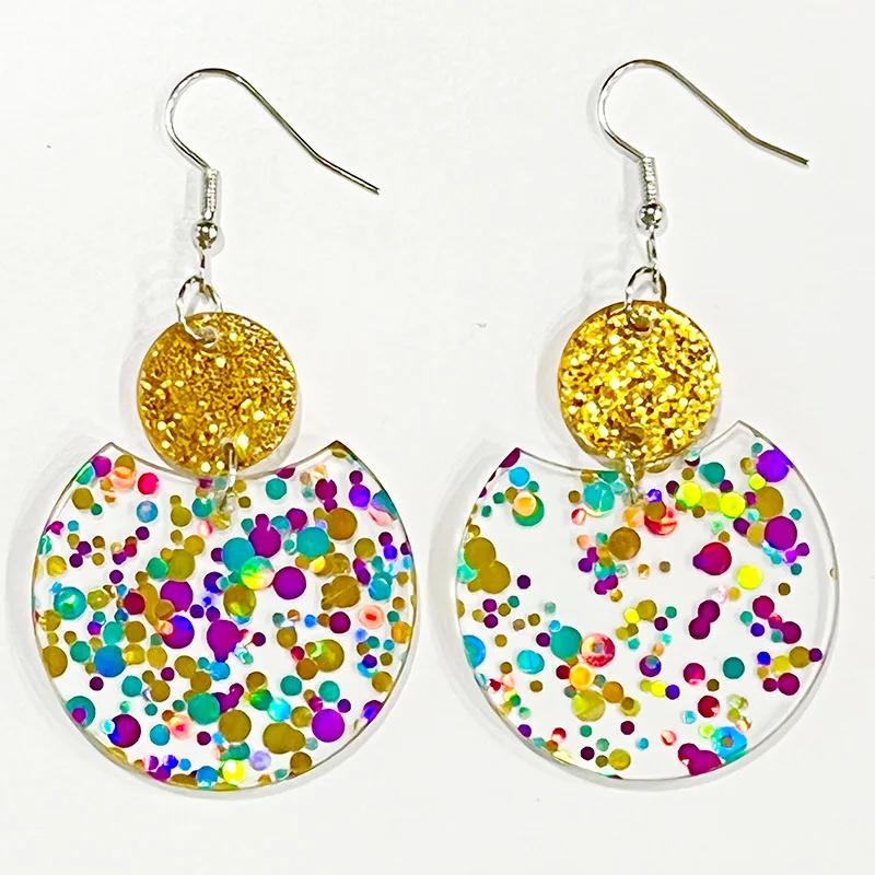Simple Geometric Sequin Transparent Drop Earrings Simple and Shiny Colorful Sequin Hanging Earrings Acrylic Christmas Jewelry Gift Drop Earrings Dangle Earrings Acrylic Earrings