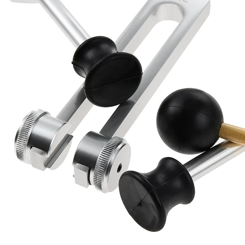 【Hot Cake】8 Pack Tuning Fork Set(128Hz, 256Hz, 512Hz)With Tuning Fork Hammer For Sound Sound Vibration Tool With Base,Silver