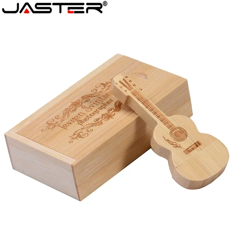 JASTER 나무 기타 USB 플래시 드라이브 64GB 무료 맞춤형 로고 펜드라이브 32GB 음악 메모리 스틱 16GB U 디스크 사진 스튜디오 선물