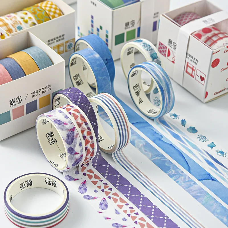Washi Tapes Basic Masking Tape Scrapbooking Adhesive DIY Decorative Stationery School Supplies 5Pcs/Set washi tape,decoration tape,decorative tape,masking tape,adhesive tapes,adhesive tape,collage tape