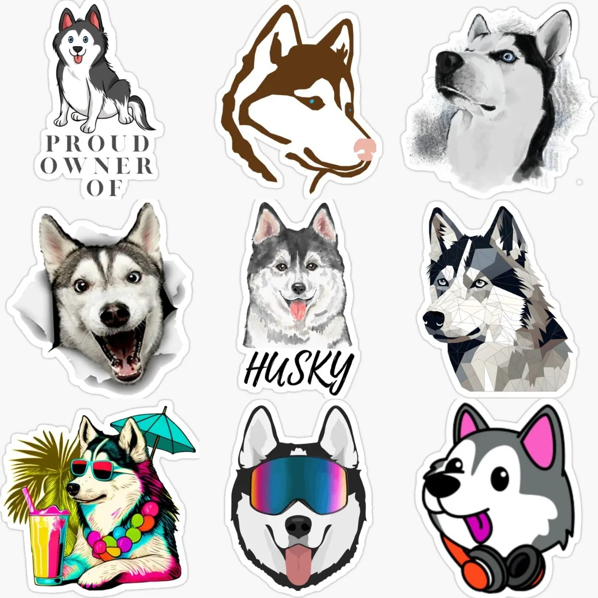 Creativo Divertente Husky Dog Sticker Moto Paraurti Libri Accessori Moto Wall Truck Window Bicycle Van Room Casco Decalcomanie In Pvc