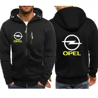 Opel men's zippered jacket and logo hooded sportswear Harajuku casual street clothing spring autumnfashion