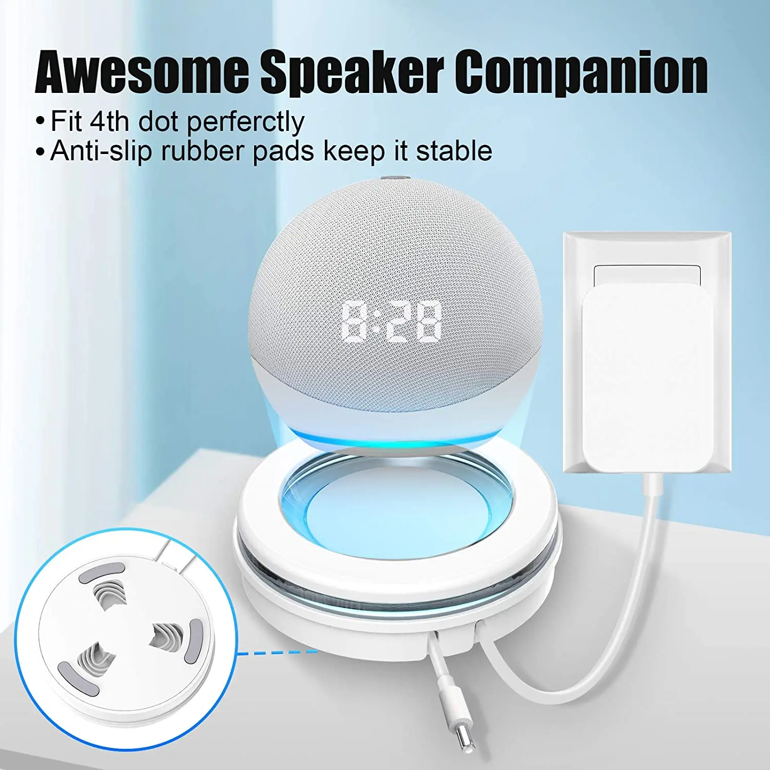 Base Stand for Dot 4th Speaker Base Stand Simple Structure Firmly Fixed Speaker Holder for Dot 4th 5th White