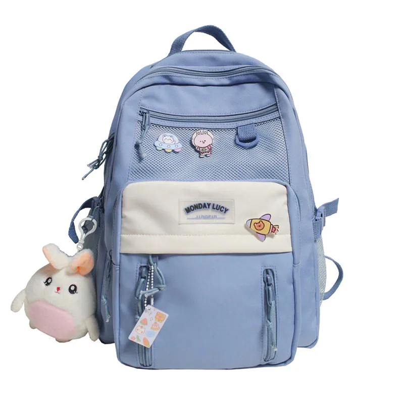 HOCODO Nylon Waterproof Women Backpack College Style Pure Color Schoolbag For Teenage Girls Cute Casual Travel Backpack Bookbag classy backpack Stylish Backpacks