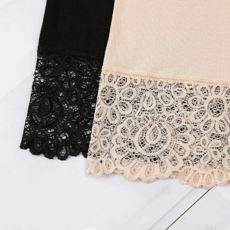 Women Elastic Safety Underwear Sexy Lace Panties Anti Chafing Under Shorts Mid Waist Seamless Soft Cotton For Lady