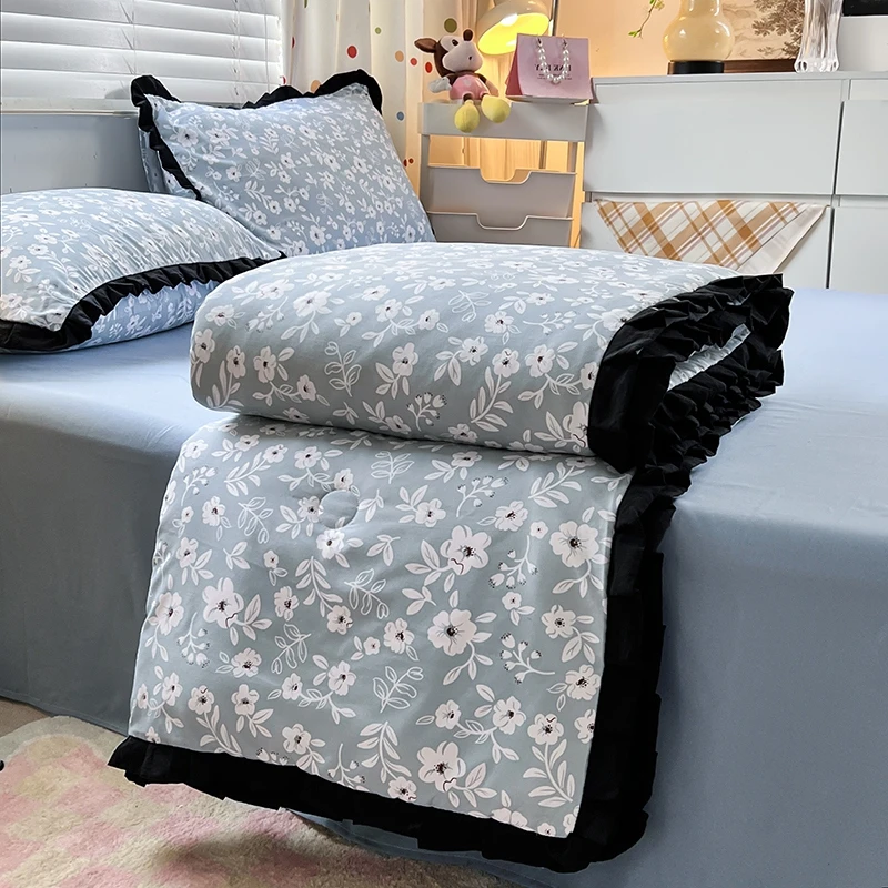 Floral Style Duvet Summer Comforter Single/Queen Size Quilts Quilted Blanket Skin-friendly Bedspread 여름이불(Pillowcase Need Order)