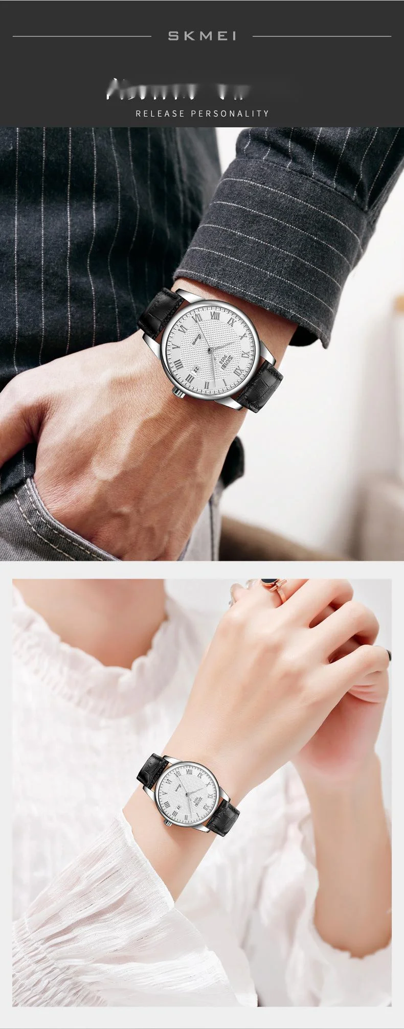 Classic Couple Quartz Watch Waterproof Stainless Steel Calendar_voghion.com